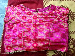 Vibrant Pink Brocade Blouse