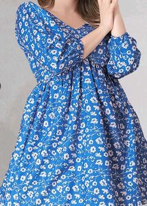 Blue Floral Print Mini Dress
