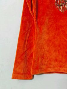 🆕 Orange Velour "Crazy" Rhinestone Top