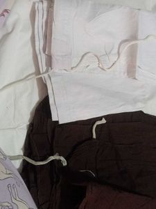 Comfortable Cotton Salwar Pants - White &amp; Brown