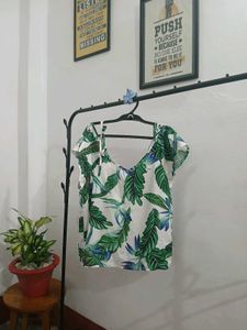 Tropical Leaf Print Blouse