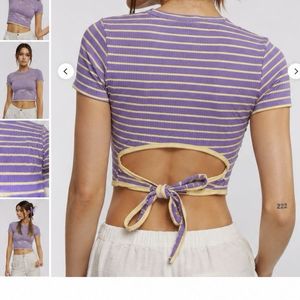 Striped Tie-Back Crop Top