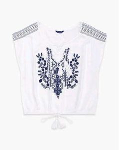Embroidered White Crop Top