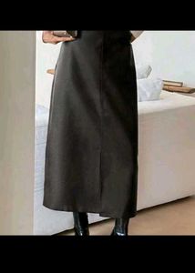 Savana Chic Faux Leather Midi Skirt