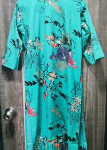 Pretty Aqua Blue Ladies Knee Length Kurta