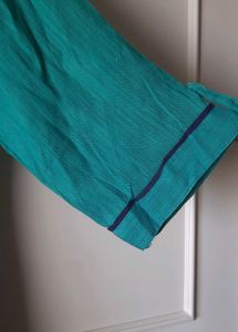 Sea green Kurti with Embroidered Neckline