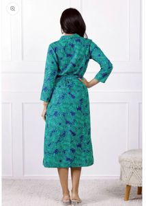 Green Leaf Print Shirt Dress
