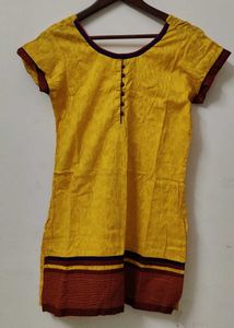 Yellow Kurta with Red Border