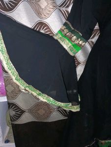 Black Kurta with Green lehga