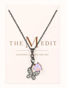 Charming Butterfly Necklace with Pink Heart
