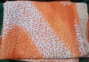 Orange Georget Saree