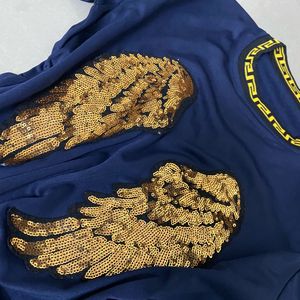 Sparkly Angel Wing Navy Top