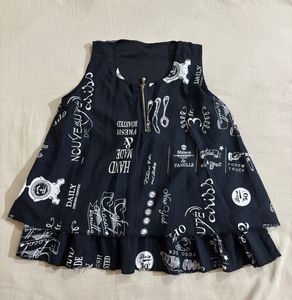 Y2K Graphic Zip-Front Sleeveless Top