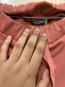 Tokyo Talkies Pink Ribbed Pants