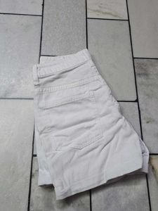 white High-Waisted Shorts