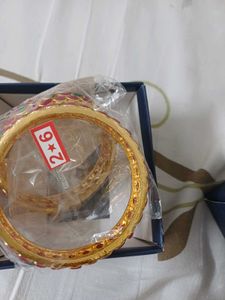 Shoshaa Gold Bangle with Red Embellishments