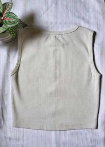 3 Ribbed Cream Tank Top