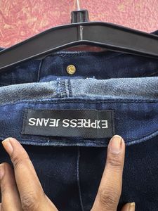 Flared Dark Wash Denim Jeans, Low waist