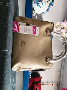 Lavie Beige Textured Handbag