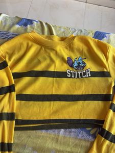 Yellow Stitch Striped Crop Top