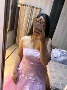 Elegant Pink Lace Ball Gown