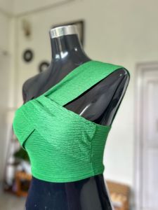 Green Criss Cross Crop Top