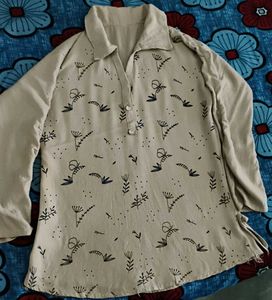 Beige Printed Kurta