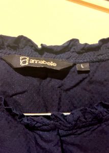 Elegant Navy Blue Three-Quarter Sleeve Top