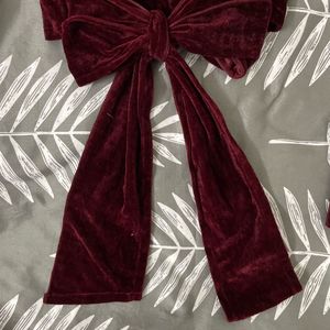 Velvet Wrap Long Sleeve Crop Top
