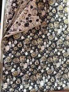 1mtr Elegant Black & Gold Floral Print Fabric