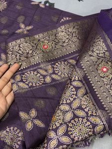 Designer Purple Saree with Tassels