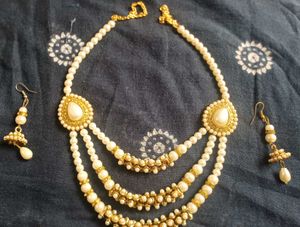 Elegant Pearl Necklace and Earring Set
