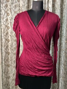 French Connection Maroon Wrap Style Top