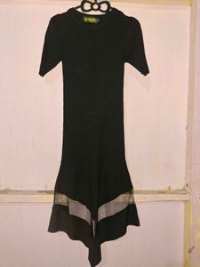 Chic Black Dress with Mesh Detail