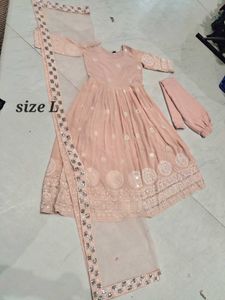 Elegant Peach Anarkali Suit with Dupatta