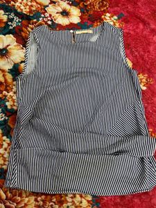 Striped Tie-Front Sleeveless Top