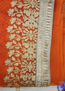 Orange Embroidered Saree