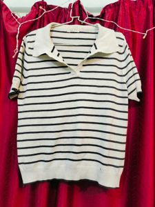 Striped Knit Polo Shirt