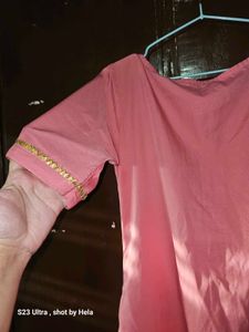 Blush Pink Kurti and bottom with Gold Accents