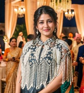 Embellished Cape Style Blouse