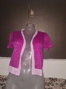 Sparkly Pink Cropped Cardigan