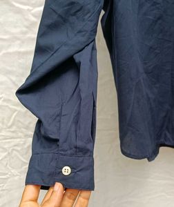Navy Blue Collared V-Neck Shirt