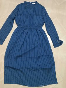 Blue Striped Midi Dress