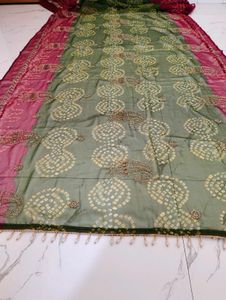 Beautiful Green & Maroon Embroidered Saree