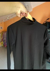 Classic Black Mock Neck Long Sleeve Top