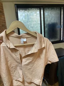 Peach Collared Cropped Top