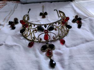 Necklace With Red And Black Beads