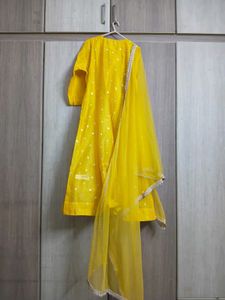 Vibrant Yellow Embroidered Kurta 3 PC set