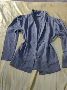 Stylish Grey and rose Casual woolen Blazer