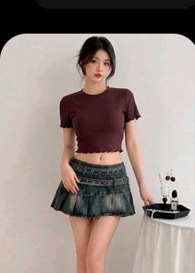 Shein Ribbed Lettuce Hem Crop Top